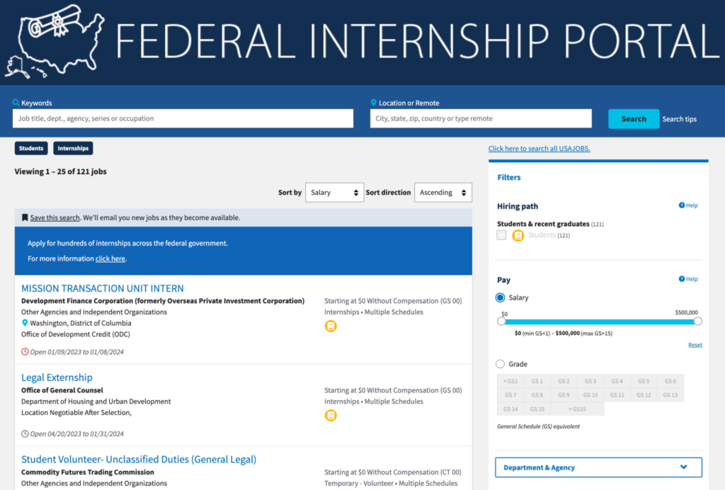 Federal Internship Portal